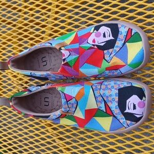 UIN U in Shoes Rainbow Girl Women's 8 canvas slip on comfort shoes loafers, new